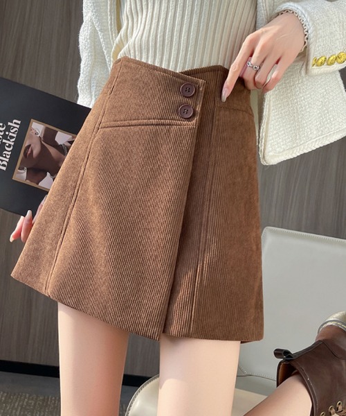 2ly2（トゥーリートゥー）の「楽ちんキレイ！大人のきれいめコーデュロイスカート風ショートパンツ（その他パンツ・レディース・ブラック/ブラウン/ベージュ・FREE）」の14枚目の写真