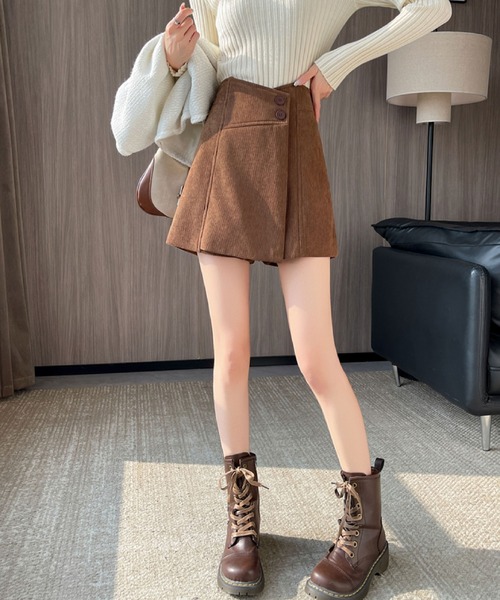 2ly2（トゥーリートゥー）の「楽ちんキレイ！大人のきれいめコーデュロイスカート風ショートパンツ（その他パンツ・レディース・ブラック/ブラウン/ベージュ・FREE）」の20枚目の写真