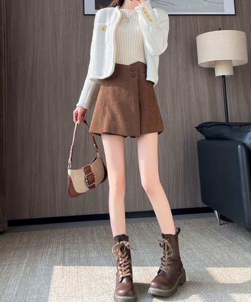 2ly2（トゥーリートゥー）の「楽ちんキレイ！大人のきれいめコーデュロイスカート風ショートパンツ（その他パンツ・レディース・ブラック/ブラウン/ベージュ・FREE）」の21枚目の写真