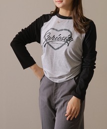 ロゴプリント ラグラン 配色 シャーリング Tシャツ