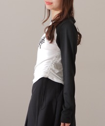 ロゴプリント ラグラン 配色 シャーリング Tシャツ