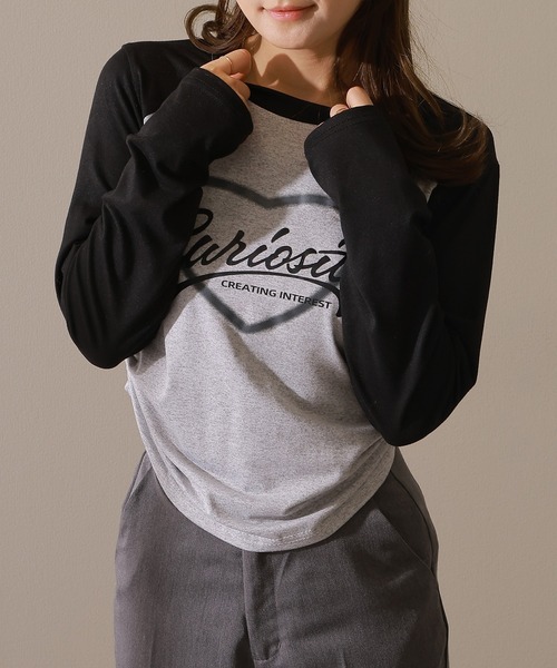 Lace Ladies(レースレディース)の「ロゴプリント ラグラン 配色 シャーリング Tシャツ(Tシャツ/カットソー・レディース・グリーン/ホワイト/グレー・XL/M)」の22枚目の写真