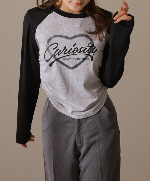 Lace Ladies(レースレディース)の「ロゴプリント ラグラン 配色 シャーリング Tシャツ(Tシャツ/カットソー・レディース・グリーン/ホワイト/グレー・XL/M)」の21枚目の写真
