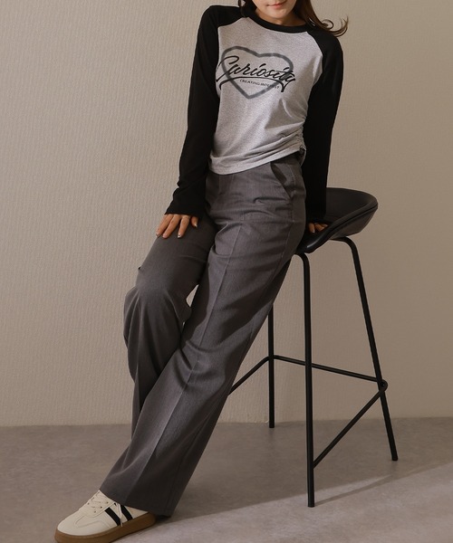 Lace Ladies(レースレディース)の「ロゴプリント ラグラン 配色 シャーリング Tシャツ(Tシャツ/カットソー・レディース・グリーン/ホワイト/グレー・XL/M)」の19枚目の写真