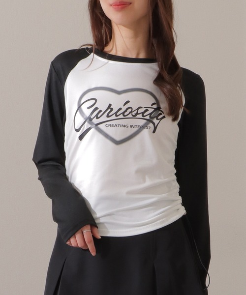 Lace Ladies(レースレディース)の「ロゴプリント ラグラン 配色 シャーリング Tシャツ(Tシャツ/カットソー・レディース・グリーン/ホワイト/グレー・XL/M)」の18枚目の写真