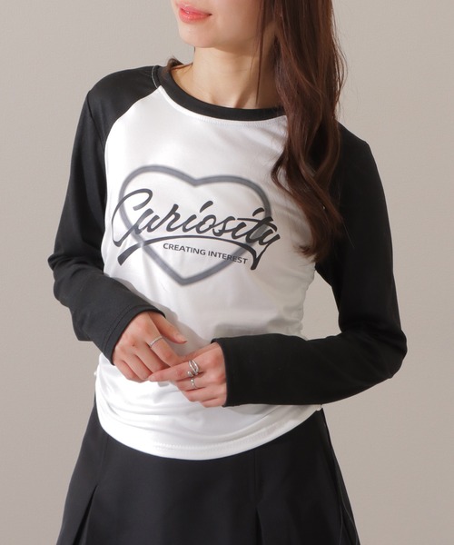 Lace Ladies(レースレディース)の「ロゴプリント ラグラン 配色 シャーリング Tシャツ(Tシャツ/カットソー・レディース・グリーン/ホワイト/グレー・XL/M)」の15枚目の写真