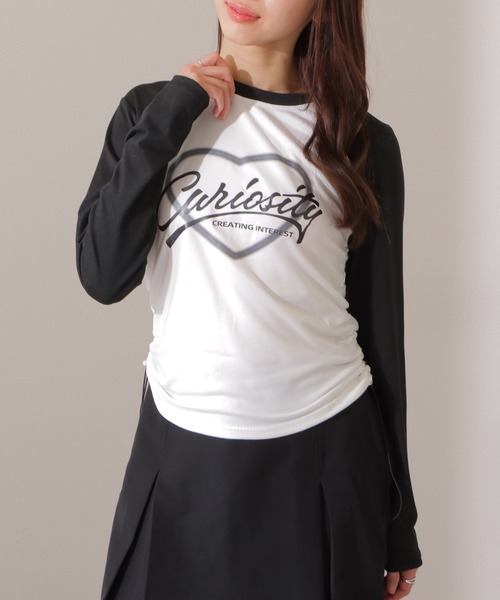 Lace Ladies(レースレディース)の「ロゴプリント ラグラン 配色 シャーリング Tシャツ(Tシャツ/カットソー・レディース・グリーン/ホワイト/グレー・XL/M)」の14枚目の写真