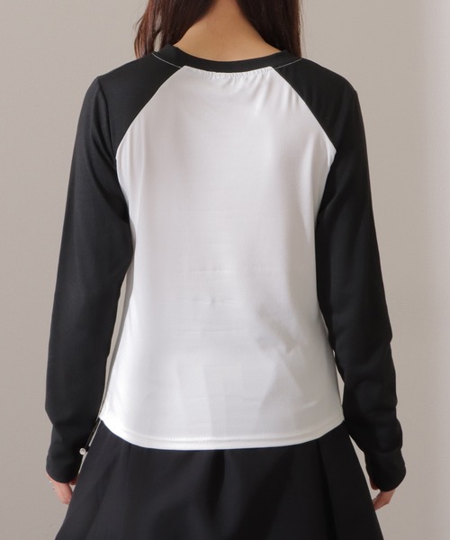 Lace Ladies(レースレディース)の「ロゴプリント ラグラン 配色 シャーリング Tシャツ(Tシャツ/カットソー・レディース・グリーン/ホワイト/グレー・XL/M)」の12枚目の写真