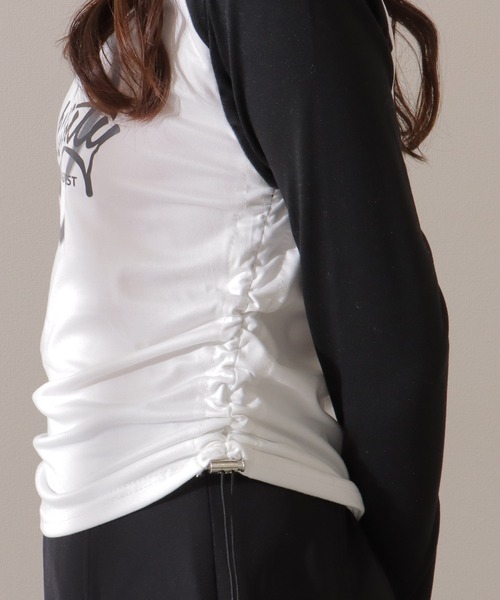 Lace Ladies(レースレディース)の「ロゴプリント ラグラン 配色 シャーリング Tシャツ(Tシャツ/カットソー・レディース・グリーン/ホワイト/グレー・XL/M)」の7枚目の写真