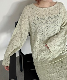 【セットアップ可】クロシェボートネックニット