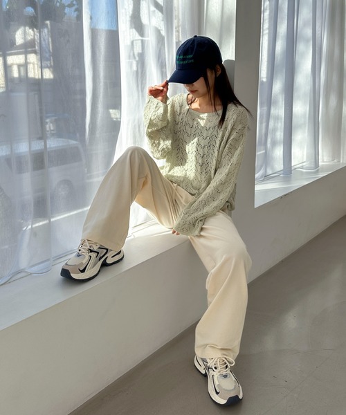 PILIT（ピリット）の「【セットアップ可】クロシェボートネックニット（ニット/セーター・レディース・オフホワイト/ミント・MEDIUM）」の21枚目の写真