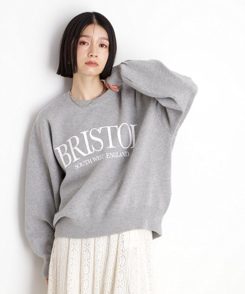 THE SHOP TK （ザ ショップ ティーケー ）の「◆スウェットライクロゴニット（Tシャツ/カットソー・レディース・オレンジ/スミクロ/ライトグレー・99）」の2枚目の写真
