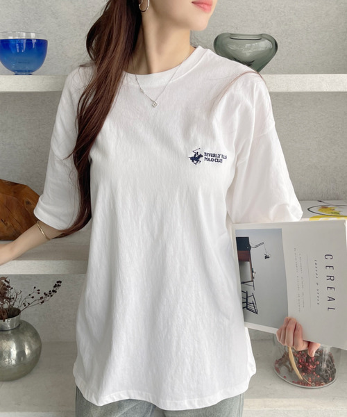 BEVERLY HILLS POLO CLUB(ビバリーヒルズポロクラブ)の「【BEVERLY HILLS POLO CLUB】胸元ロゴ オーバーサイズ Tシャツ(Tシャツ/カットソー・レディース・ブラック/ネイビー/オフホワイト・M/L)」の5枚目の写真