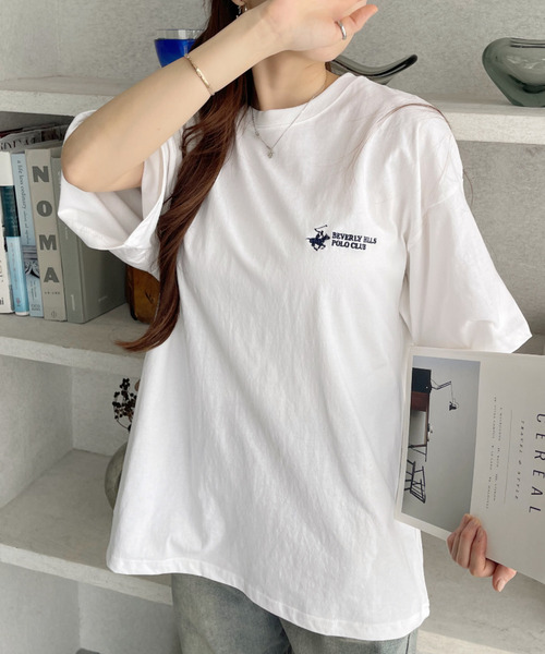 BEVERLY HILLS POLO CLUB(ビバリーヒルズポロクラブ)の「【BEVERLY HILLS POLO CLUB】胸元ロゴ オーバーサイズ Tシャツ(Tシャツ/カットソー・レディース・ブラック/ネイビー/オフホワイト・M/L)」の12枚目の写真