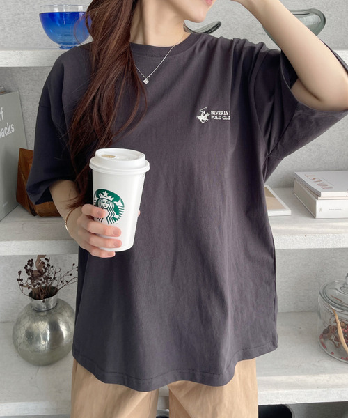 BEVERLY HILLS POLO CLUB(ビバリーヒルズポロクラブ)の「【BEVERLY HILLS POLO CLUB】胸元ロゴ オーバーサイズ Tシャツ(Tシャツ/カットソー・レディース・ブラック/ネイビー/オフホワイト・M/L)」の8枚目の写真