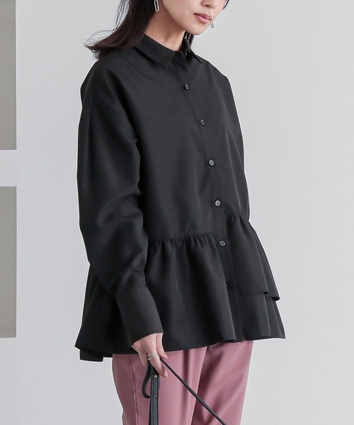 n'OrLABEL(ノアールレーベル)の「アシンメトリーフリルシャツ(シャツ/ブラウス・レディース・ブラック/ブルー/オフホワイト・2/1)」の3枚目の写真