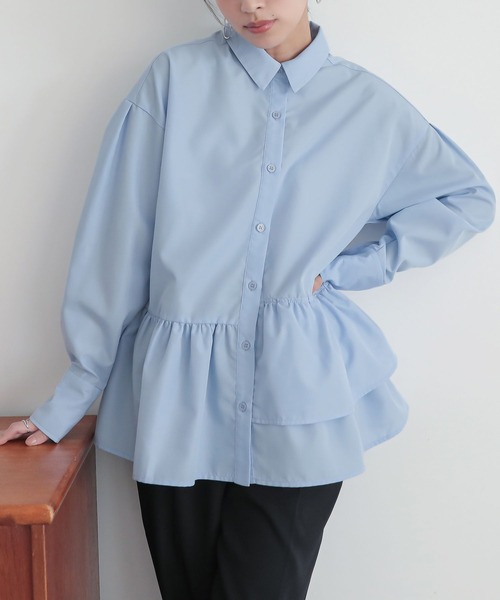 n'OrLABEL(ノアールレーベル)の「アシンメトリーフリルシャツ(シャツ/ブラウス・レディース・ブラック/ブルー/オフホワイト・2/1)」の10枚目の写真