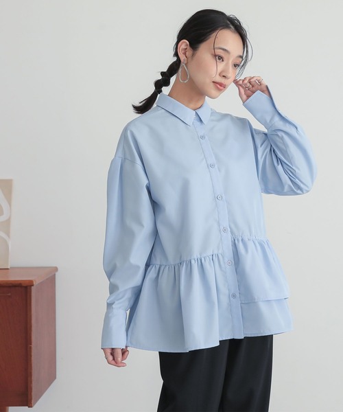 n'OrLABEL(ノアールレーベル)の「アシンメトリーフリルシャツ(シャツ/ブラウス・レディース・ブラック/ブルー/オフホワイト・2/1)」の5枚目の写真