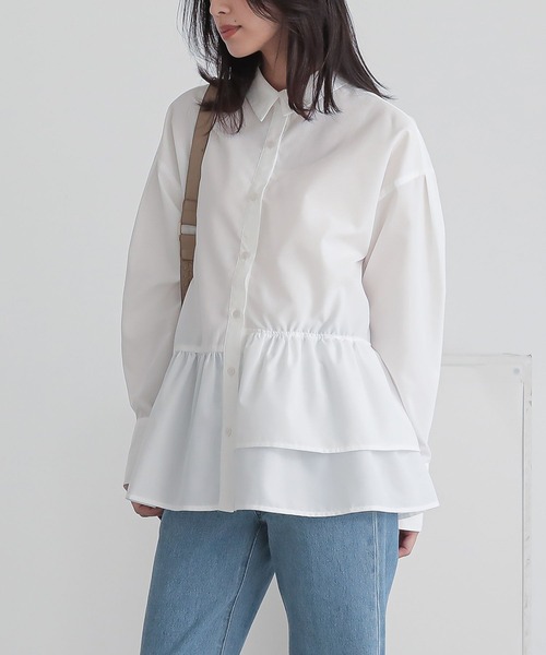 n'OrLABEL(ノアールレーベル)の「アシンメトリーフリルシャツ(シャツ/ブラウス・レディース・ブラック/ブルー/オフホワイト・2/1)」の19枚目の写真