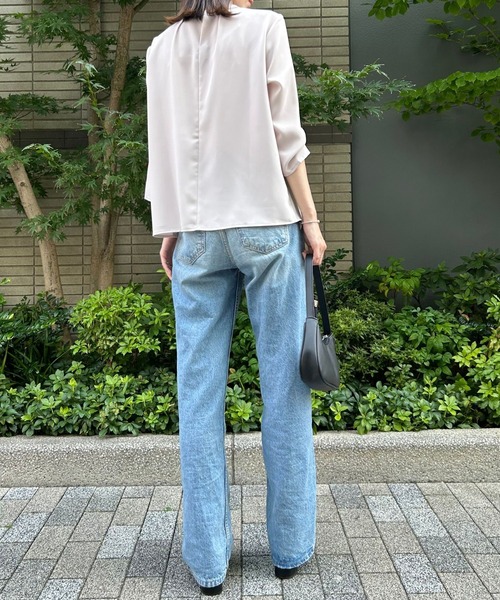 etre pret（エトレプレ）の「イージーケア フロントレイヤード七分袖ブラウス（シャツ/ブラウス・レディース・ネイビー/ブルー/シルバーグレー/ピンクベージュ・S/M/L/LL/3L）」の10枚目の写真