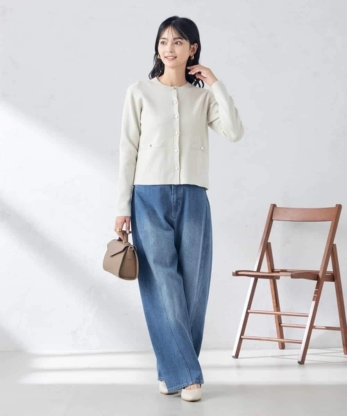 a.v.v（アーヴェヴェ）の「【アンサンブル対応】ラメニットカーディガン（カーディガン/ボレロ・レディース・クリーム/アイボリー・36/38/40）」の13枚目の写真