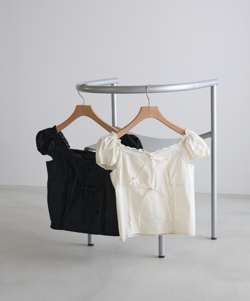 ribbon square neck blouse/リボンスクエアネックブラウス