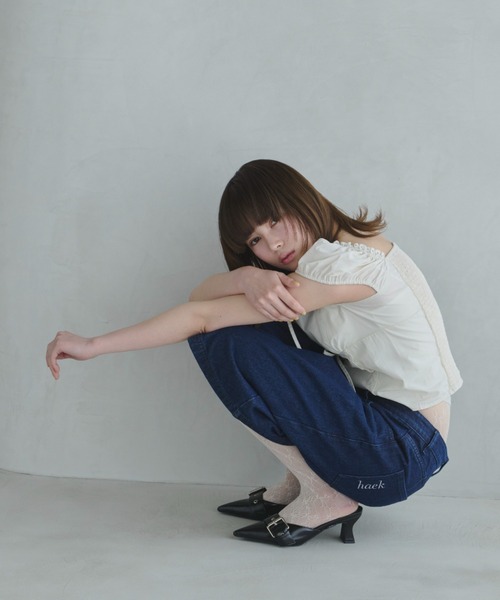 haek(ハク)の「ribbon square neck blouse/リボンスクエアネックブラウス(シャツ/ブラウス・レディース・ホワイト/ブラック・FREE)」の4枚目の写真
