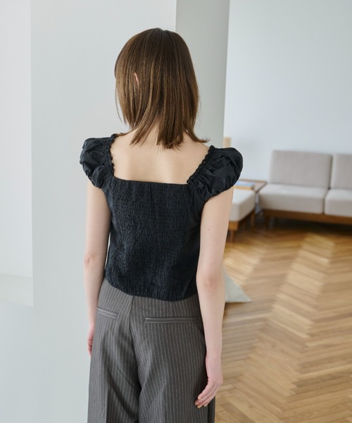 ribbon square neck blouse/リボンスクエアネックブラウス