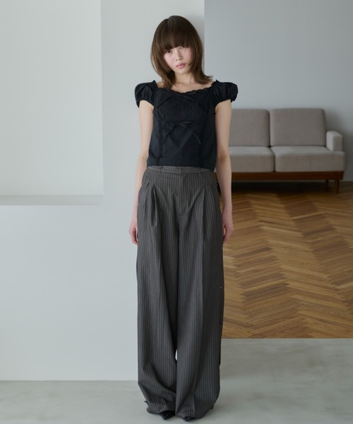 ribbon square neck blouse/リボンスクエアネックブラウス