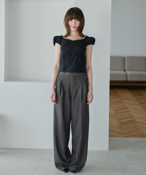 トップス ribbon square neck blouse haek ribbon square neck blouse/リボンスクエアネックブラウス