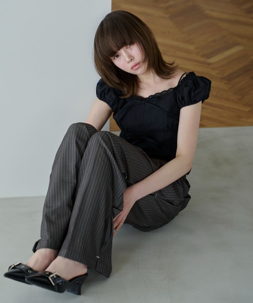 ブラウス シャツ ribbon square neck blouse/リボンスクエアネックブラウス レディース ribbon square neck blouse/リボンスクエアネックブラウス