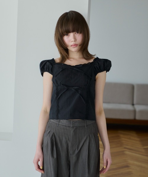 ¥20,900 Gajess Ribbon Blouse 半袖 リボンブラウス Ribbon blouse | Gajess