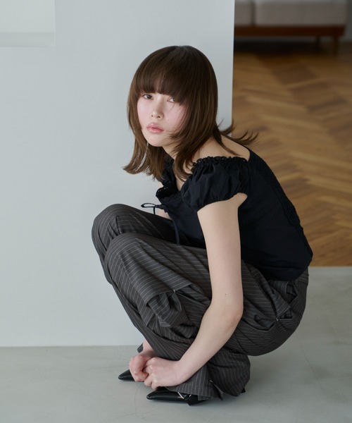 haek(ハク)の「ribbon square neck blouse/リボンスクエアネックブラウス(シャツ/ブラウス・レディース・ホワイト/ブラック・FREE)」の21枚目の写真