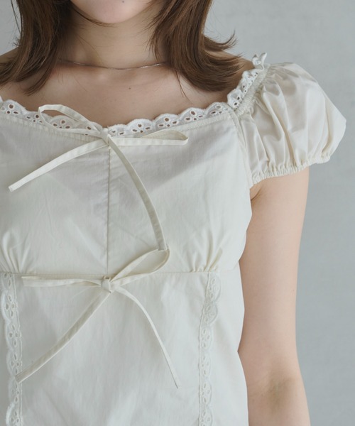 haek(ハク)の「ribbon square neck blouse/リボンスクエアネックブラウス(シャツ/ブラウス・レディース・ホワイト/ブラック・FREE)」の8枚目の写真