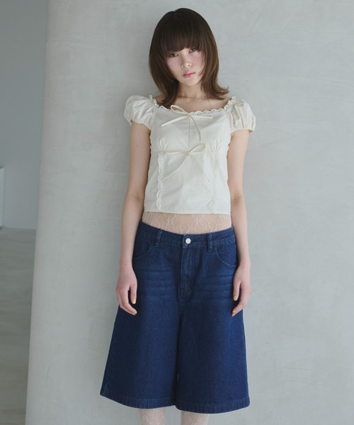 トップス ribbon square neck blouse haek ribbon square neck blouse/リボンスクエアネックブラウス