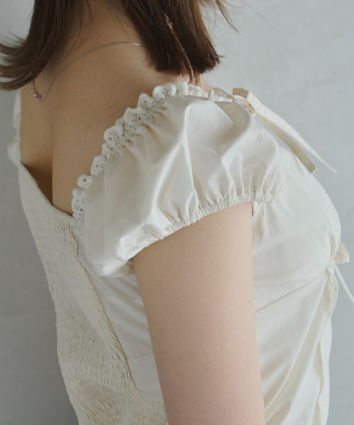ribbon square neck blouse/リボンスクエアネックブラウス
