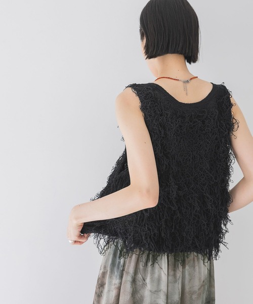 JEANASIS(ジーナシス)の「ループフリンジヤーンNS/327218(ベスト・レディース・オフホワイト/ブラック/グレイッシュベージュ/グレー・FREE)」の13枚目の写真