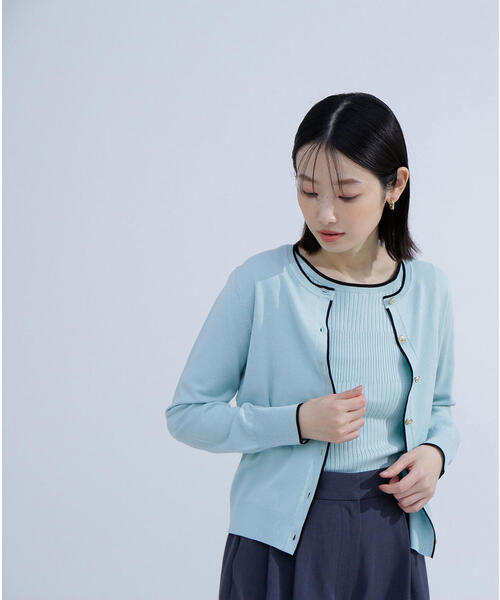 NATURAL BEAUTY BASIC（ナチュラルビューティーベーシック）の「◇バイカラーアンサンブル（カーディガン/ボレロ・レディース・ベージュ系その他/ホワイト系その他/グリーン系その他3/ブルー系その他・FREE）」の9枚目の写真