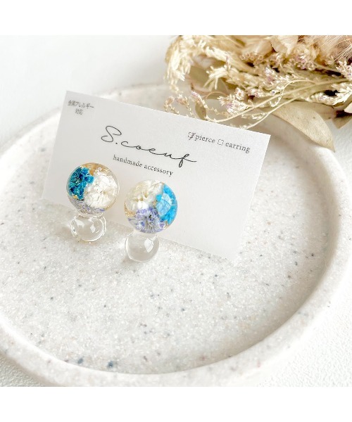 tone(トーン)の「【S.coeuf】【S.coeuf】金属アレルギー対応ピアス フォンダンしゃぼん×かすみ草(MA)(ピアス(両耳用)・レディース・ホワイト/ブルー/イエロー/オレンジ/ピンク・FREE)」の9枚目の写真