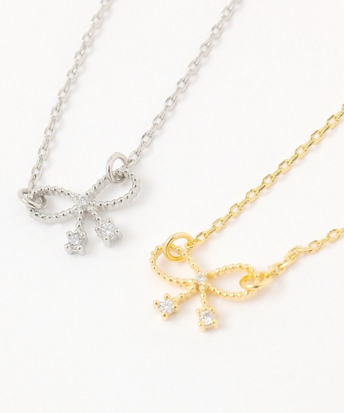 【VINTAGE HOLLYWOOD】Tiny Ribbon Necklace〜リボンネックレス VINTAGE HOLLYWOOD】Tiny Ribbon Pearl Necklace〜ネックレス