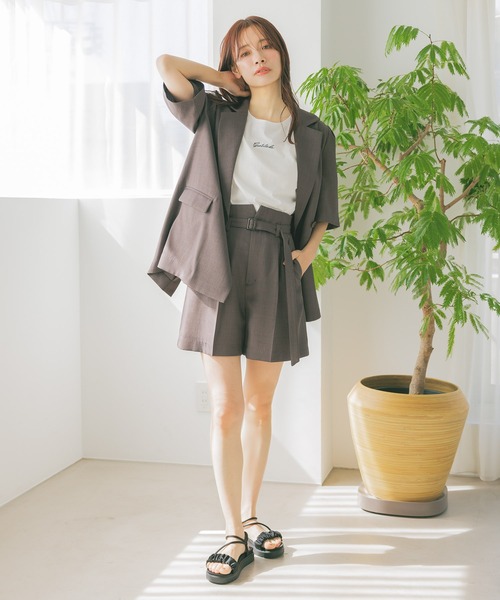 mysty woman（ミスティウーマン）の「ロゴ刺繍Tシャツ  329063（Tシャツ/カットソー・レディース・オフホワイト/チャコールグレー/ブラック・FREE）」の8枚目の写真