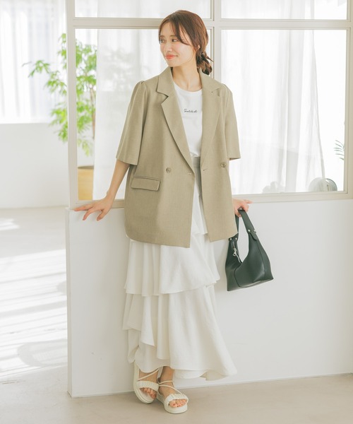 mysty woman（ミスティウーマン）の「ロゴ刺繍Tシャツ  329063（Tシャツ/カットソー・レディース・オフホワイト/チャコールグレー/ブラック・FREE）」の10枚目の写真