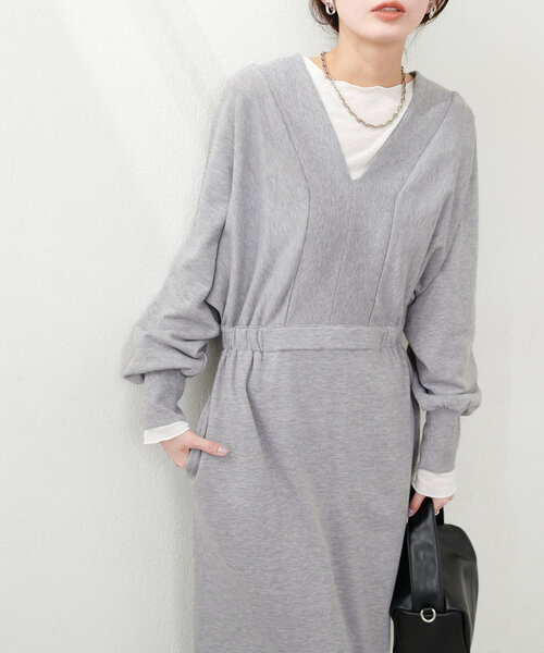 natural couture(ナチュラルクチュール)の「2WAYデザイン切替裏毛ワンピース(ワンピース・レディース・ブルー/ブラック/アイボリー/グレー・FREE)」の18枚目の写真