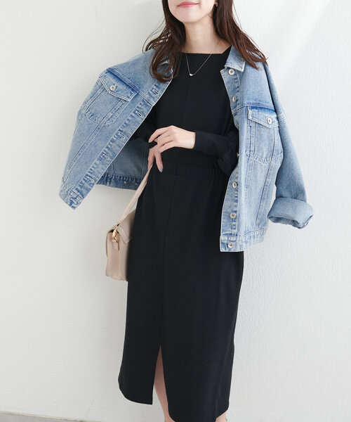 natural couture(ナチュラルクチュール)の「2WAYデザイン切替裏毛ワンピース(ワンピース・レディース・ブルー/ブラック/アイボリー/グレー・FREE)」の13枚目の写真