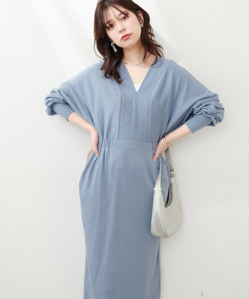 natural couture(ナチュラルクチュール)の「2WAYデザイン切替裏毛ワンピース(ワンピース・レディース・ブルー/ブラック/アイボリー/グレー・FREE)」の22枚目の写真