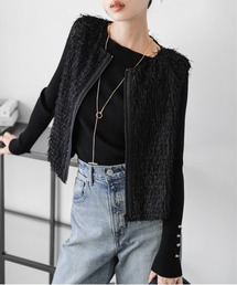 La-gemme | フリンジジャガード ダブルジップベスト(ベスト)