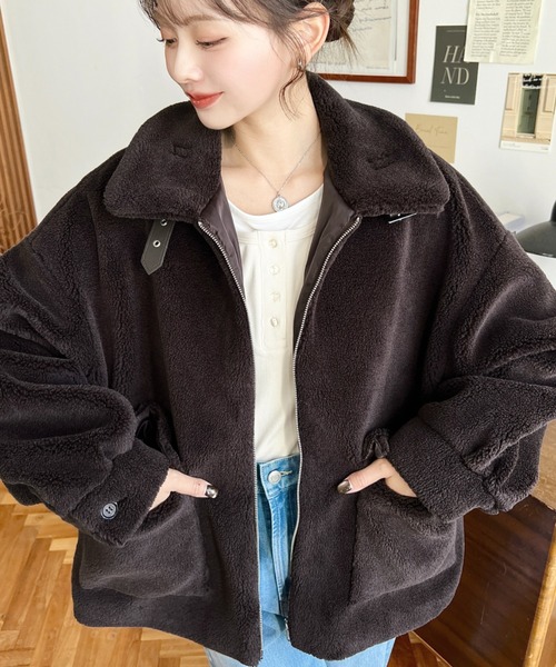 2WAYアレンジカラーきれい目テディベアボアブルゾン（ブルゾン