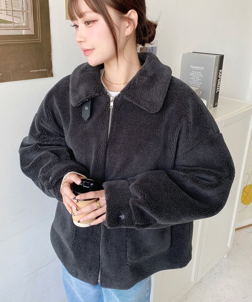 2WAYアレンジカラーきれい目テディベアボアブルゾン（ブルゾン