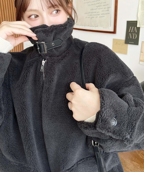 2WAYアレンジカラーきれい目テディベアボアブルゾン（ブルゾン