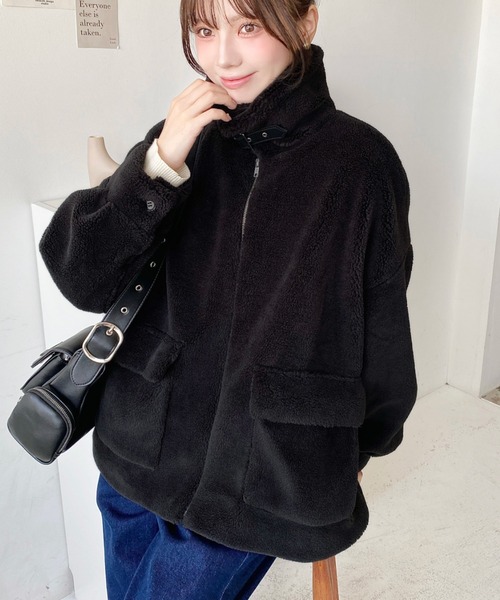 セール】2WAYアレンジカラーきれい目テディベアボアブルゾン（ブルゾン